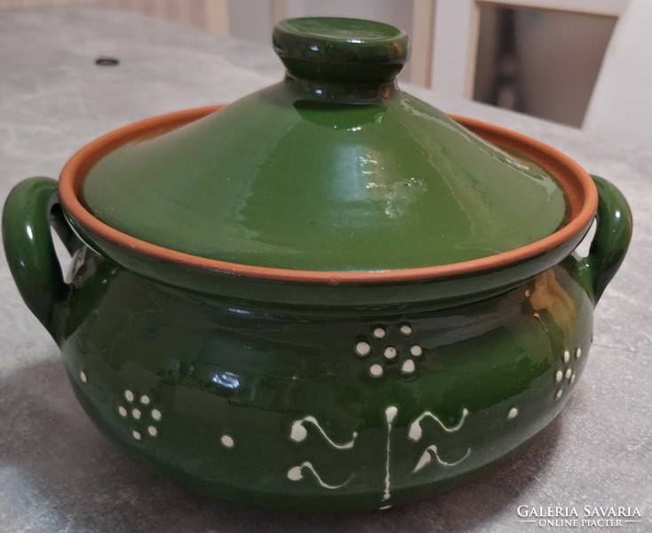 Folk retro style glazed clay cabbage cooking pot 3 l new