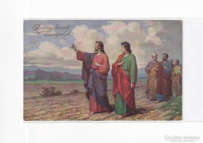 HV:90 Vallásos antik Üdvözlő képeslap postatiszta