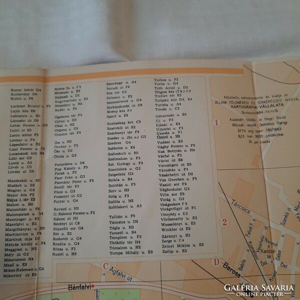 Map of the city of Sopron with district rights cartographic company 1964.