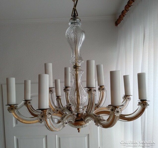 Crystal chandelier style 12 arms, 51 cm diam. Core: 70 cm e-14 burner