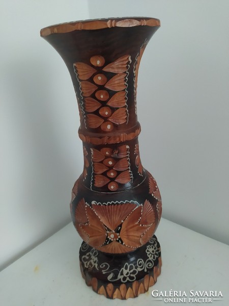 Wooden carved vase