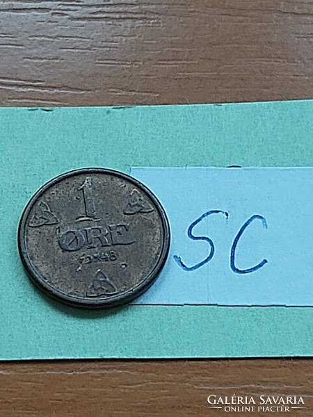 Norway 1 cent 1948 vii. Haakon, bronze sc