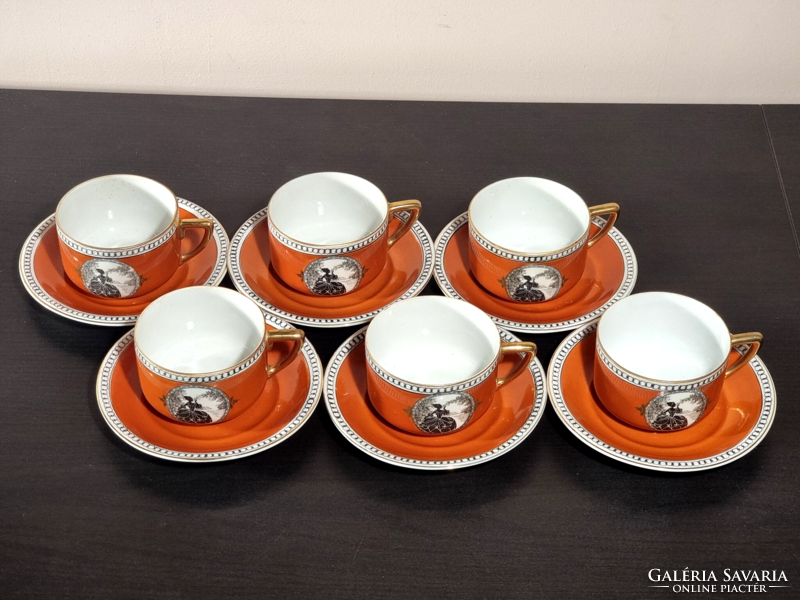 *Karlsbad Czechoslovak porcelain, 6 teacups with base, sticker, gilded handle, xx.Sd..First half