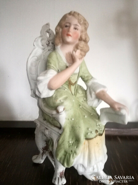 Antique biscuit porcelain lady 1880s - art&decoration