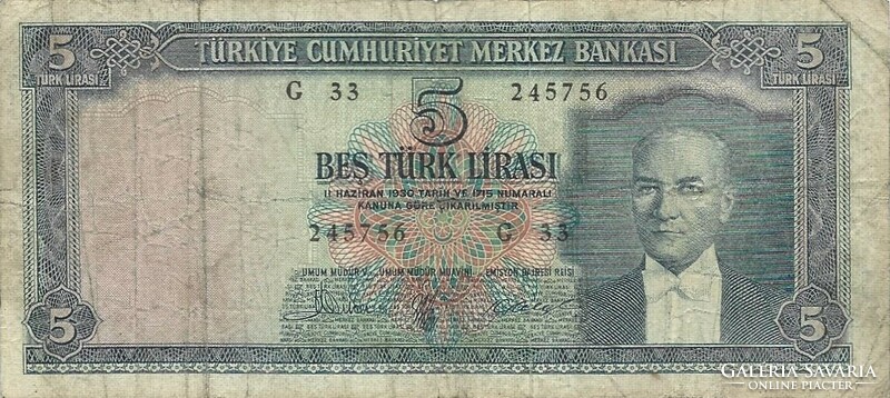 5 Lira 1952 Turkey rare