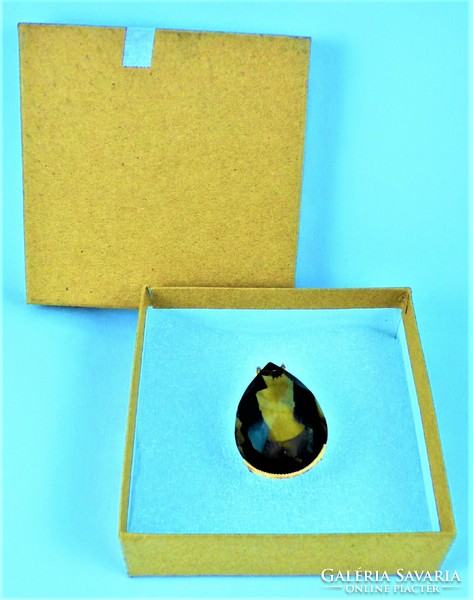 A special 14k gold pendant with a huge polished smoky quartz gemstone!!!