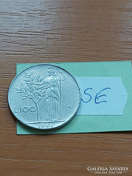 Italy 100 lira 1964, goddess Minerva, stainless steel se
