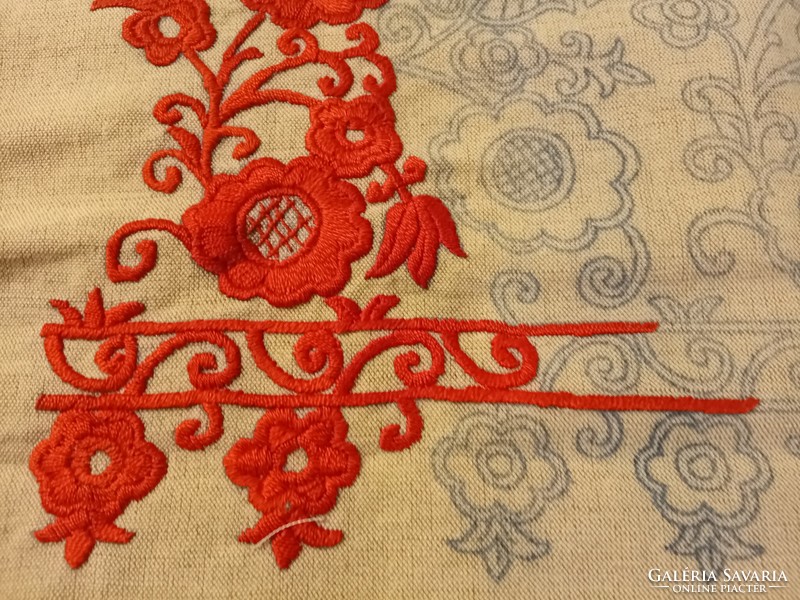 Kalotaszeg pillowcase with pre-drawn, started embroidery