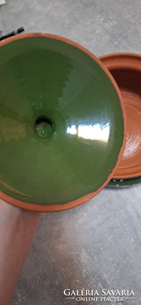 Folk retro style glazed clay cabbage cooking pot 3 l new