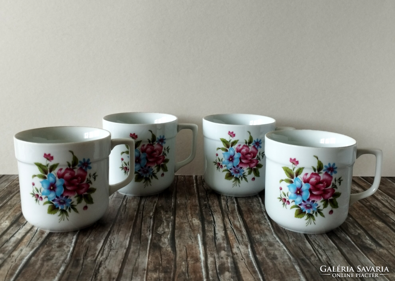 4 retro lowland porcelain mugs and cups