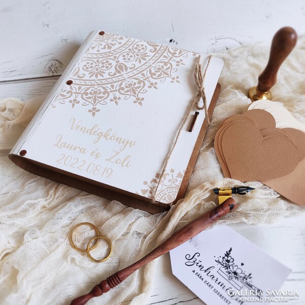 Creative guest book - milk chocolate mandala book box with hearts