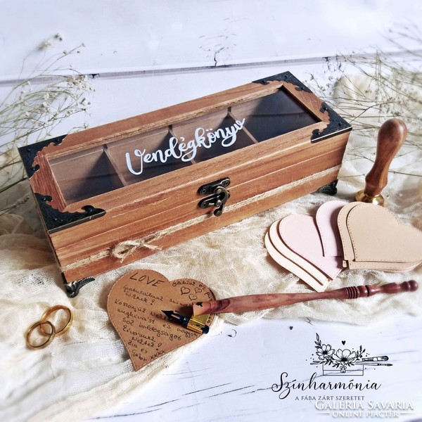 Creative guestbook - natural box with paper hearts