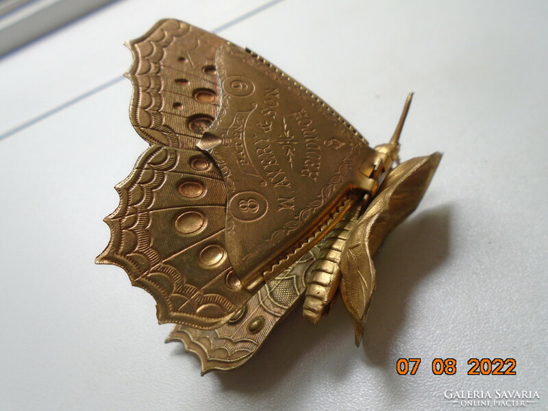 1871 W.Avery&son redditch butterfly needle case extremely rare! Victorian butterfly copper pin holder