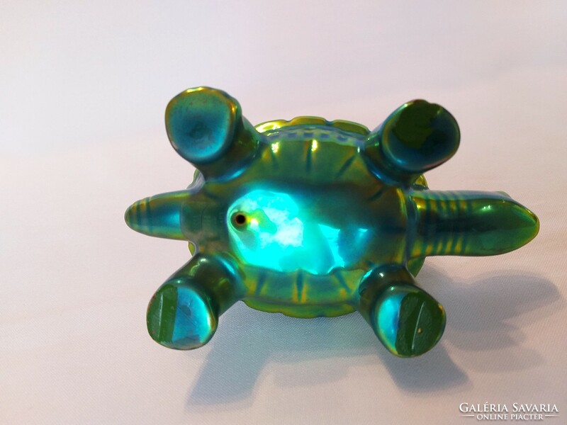 Zsolnay golden-green eosin turtle. Flawless!