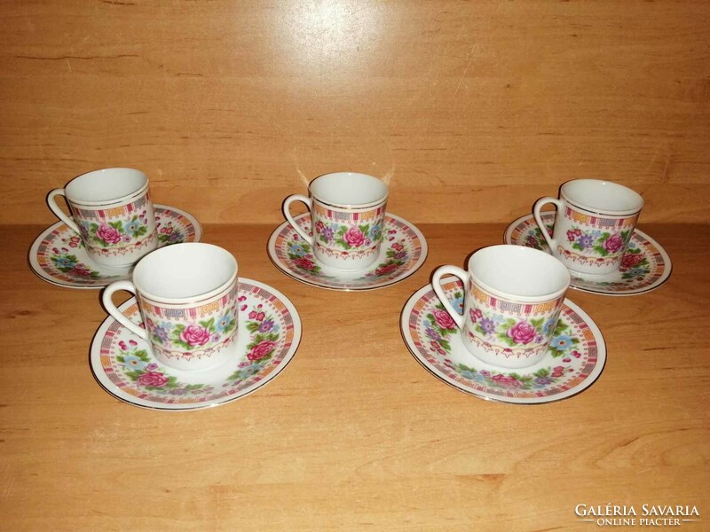 Kínai porcelán kávés csészék aljjal 5 db egyben (b)