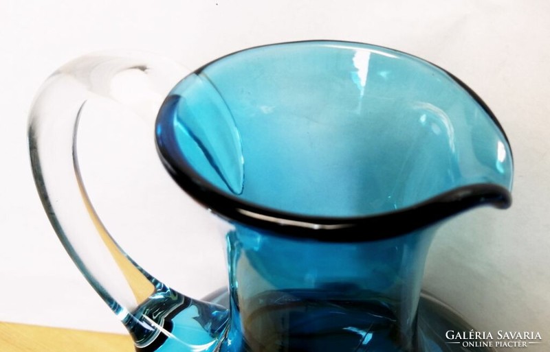 A masterpiece from Murano. Blue-eared jug. 1950-1960 Italy