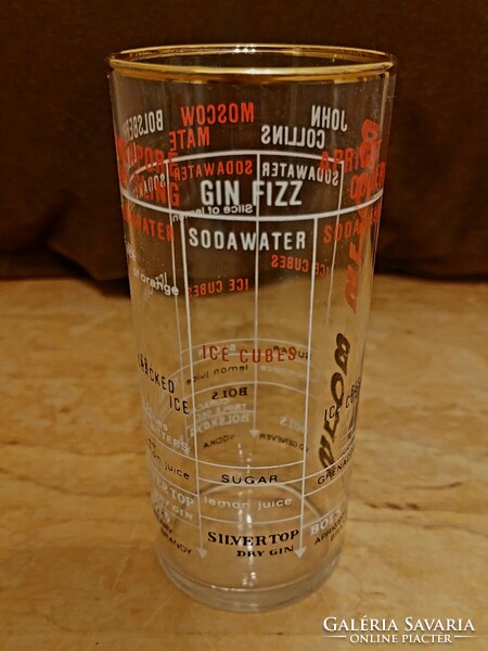Vintage bols cocktail glass measuring mixer, with recipes.