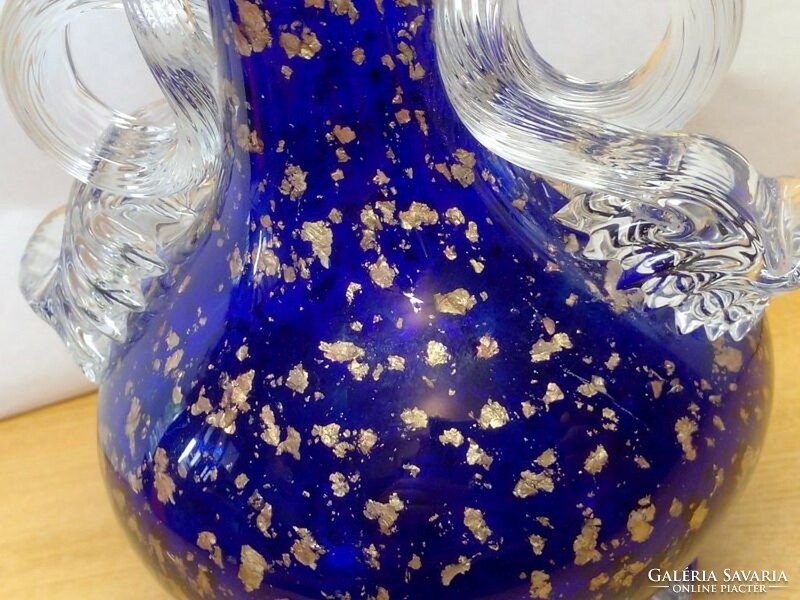 Art object. Regenhütte gold nugget handle vase. Signed by Erwin Gaschler