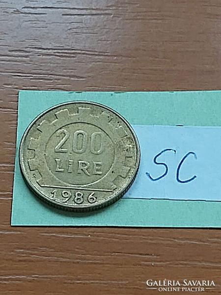 Italy 200 lire 1986 r, aluminum-bronze sc