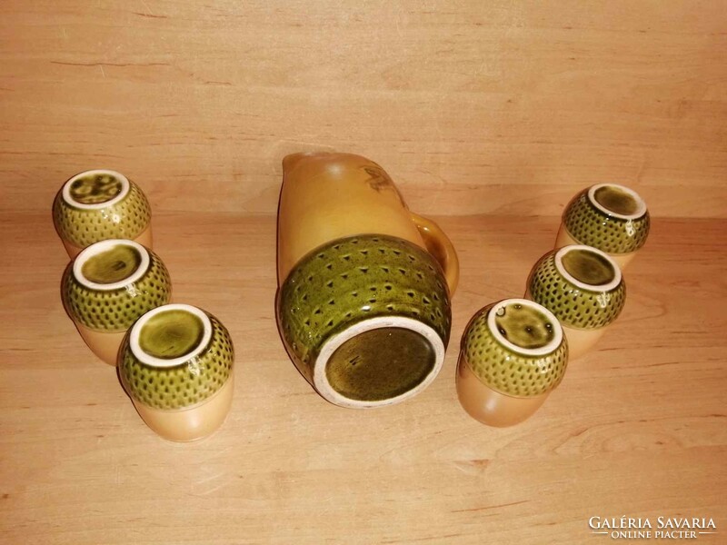 Magyarszombatfai acorn ceramic wine drink set pitcher with 6 glasses (28/d)
