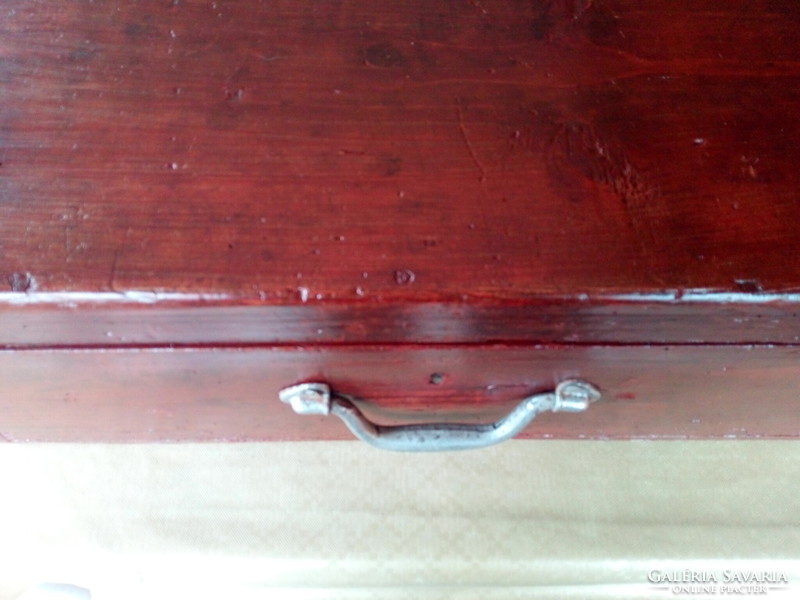 Antique traveling wooden chest, suitcase.