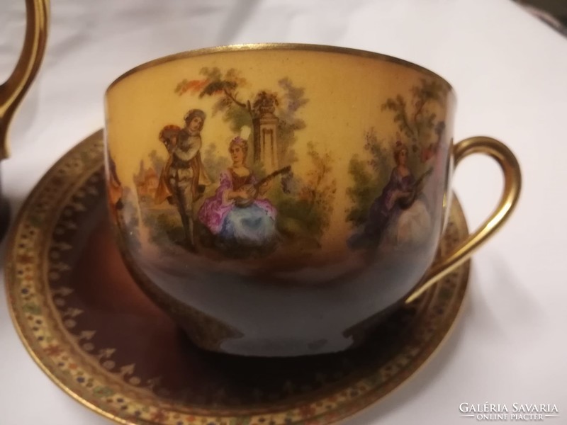 Old Czech porcelain tea set with milk spout, early 1900s