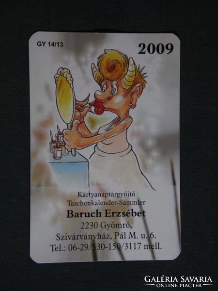 Card calendar, erzsébet baruch collector, Gyumrő, humorous graphic artist, 2009, (6)