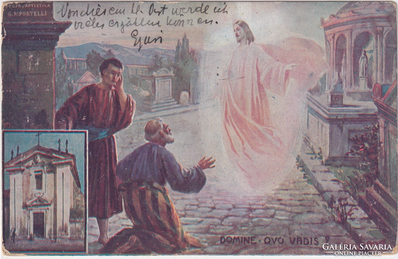 HV:95 Vallásos antik Üdvözlő képeslap "Szép kétoldalas lap"
