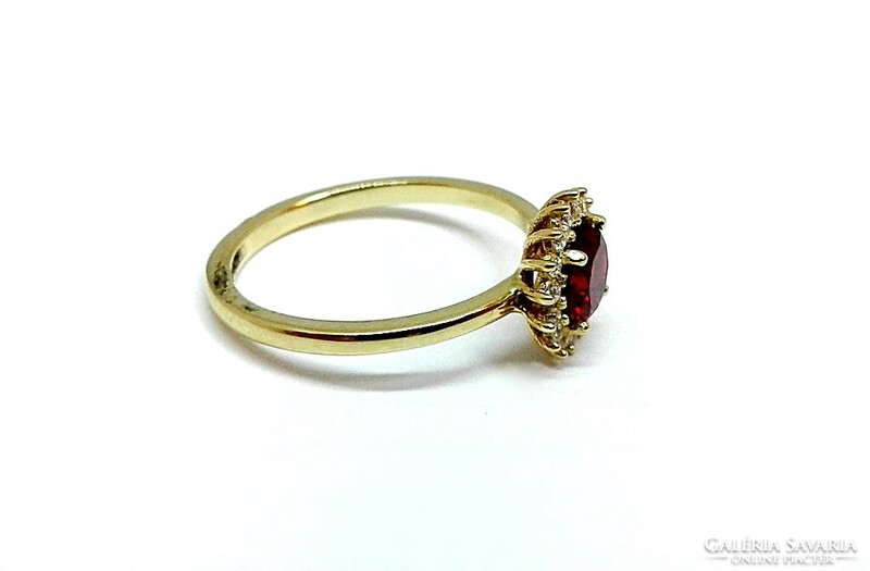 Piros-fehér köves arany gyűrű (ZAL-Au121381)