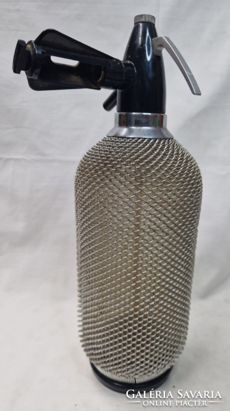 Retro old metal mesh large soda siphon soda bottle 36 cm.