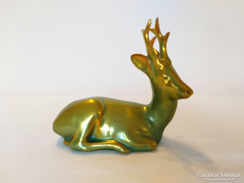 Zsolnay glossy eosin reclining deer (no.: 24/224.)