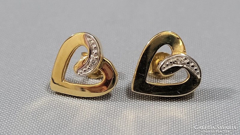 14K gold women's heart-shaped earrings 2.06 g