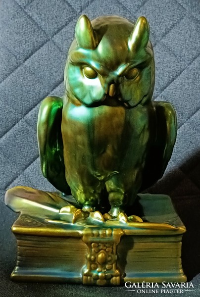 Huge Zsolnay Eosin Owl! Perfect piece for a collection, approx. 29-30cm high!