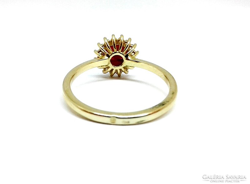 Gold ring with red and white stones (zal-au121381)