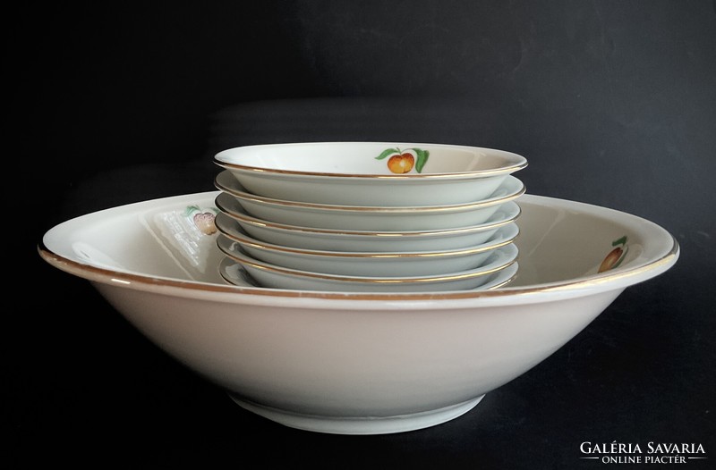 Alföldi showcase compote fruit set serving bowl with peach pattern 6 bowls