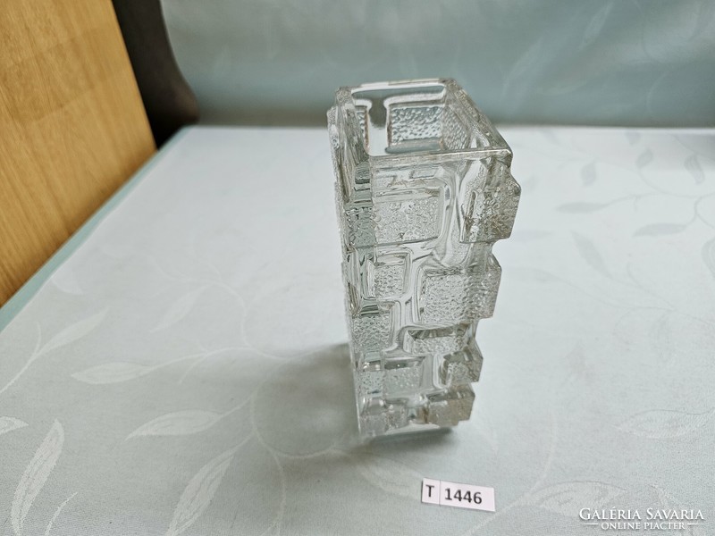 T1446 panels crystal glass vase sklo union jirí zejmon rudolfova hut 18 cm