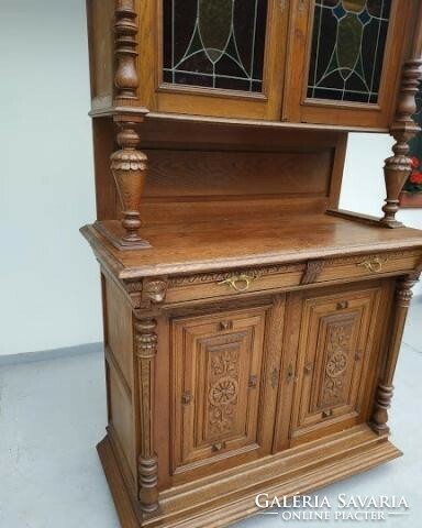 Antique tin German furniture sideboard carved kitchen colored stained glass sideboard sideboard 2103