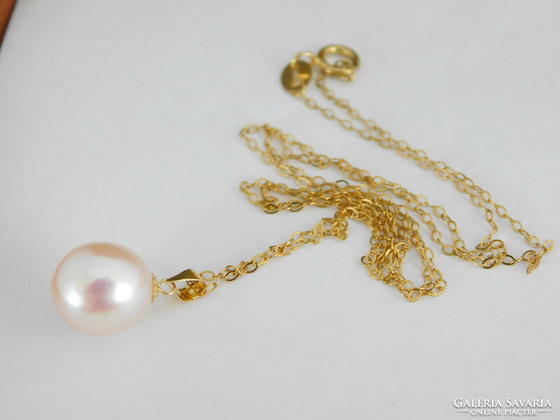 Gyöngy 18 k arany medál + ajándék ezüst nyaklánc