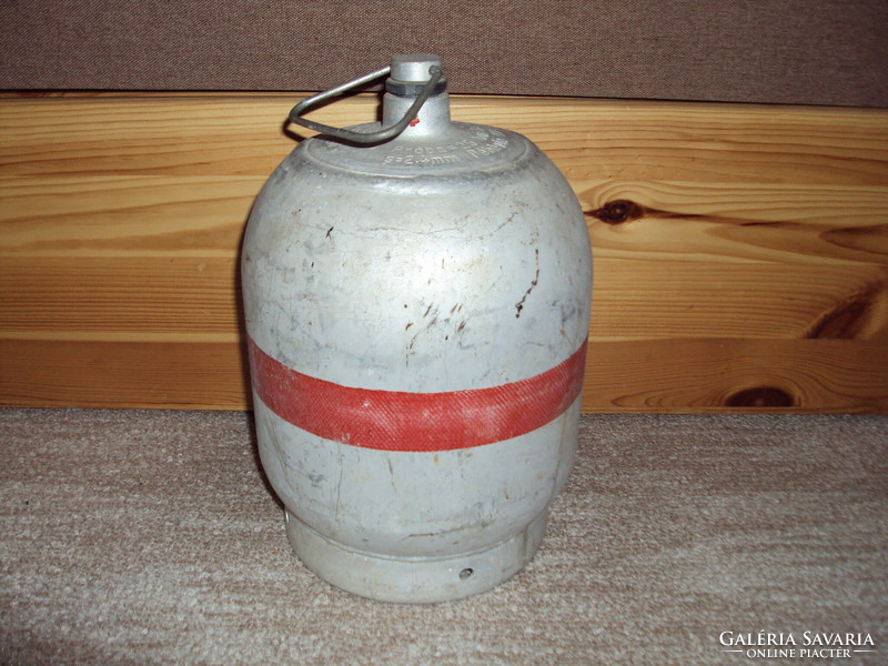Retro turista kemping gáz palack - alu PB gázpalack 2 kg, 4.65 liter - Fel van töltve, tele van