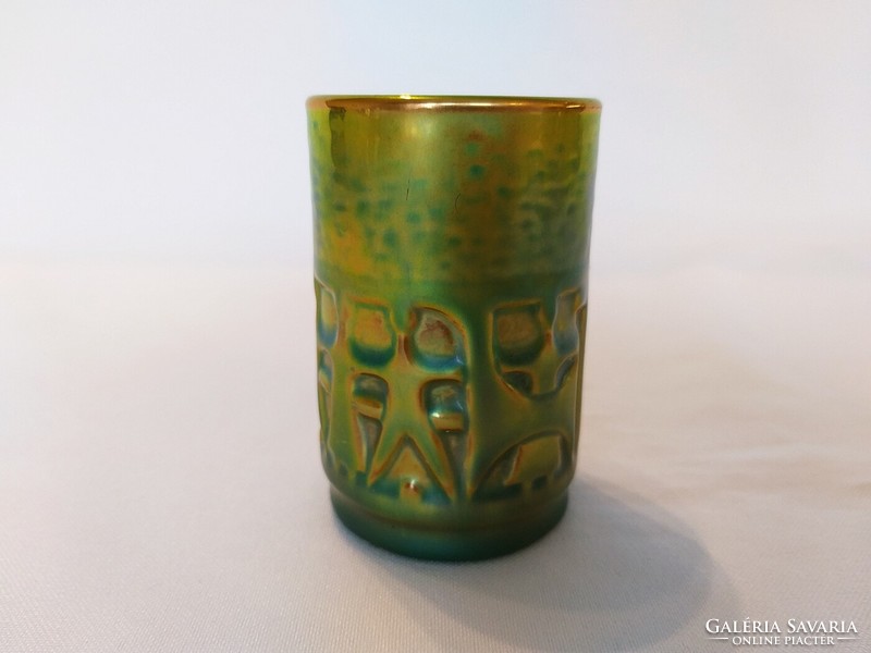 Zsolnay Eozin Art-Deco kis pohár. Hibátlan! (No.: 24/223.)