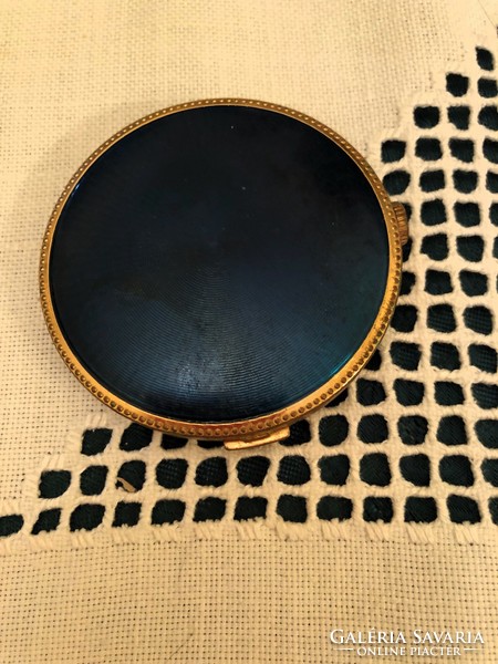 Antique, circular, copper, mirror inside, powder-coated plate