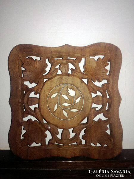 Oriental carved sandalwood coaster - art@decoration