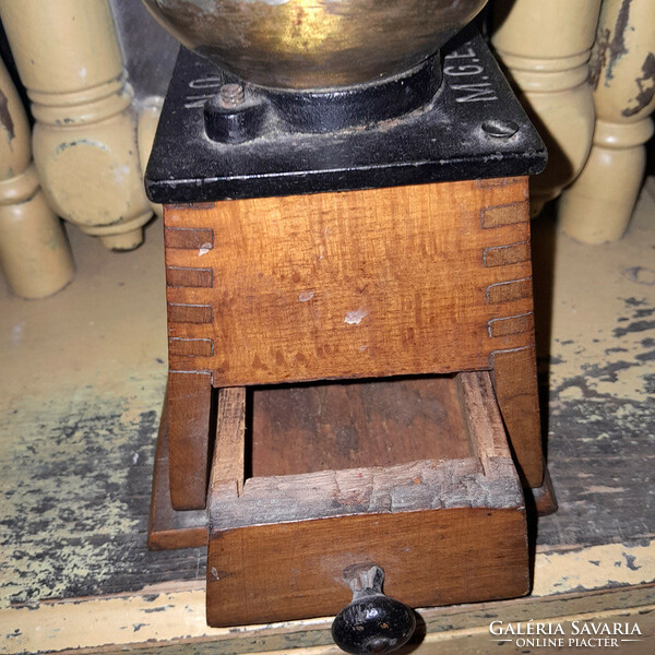 Antique wooden copper coffee grinder coffee grinder drawer manual grinder - art@decoration