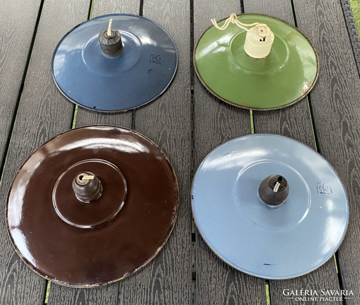 4 colored enamel lampshades