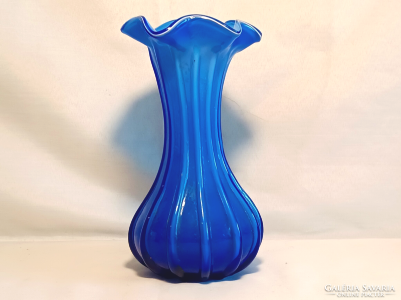 Blue glass onion vase