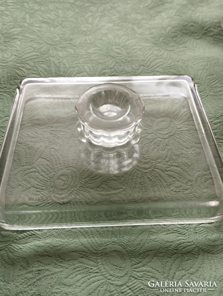 Glass cheese and butter holder