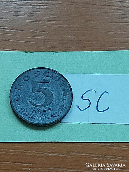Austria 5 groschen 1955 zinc sc