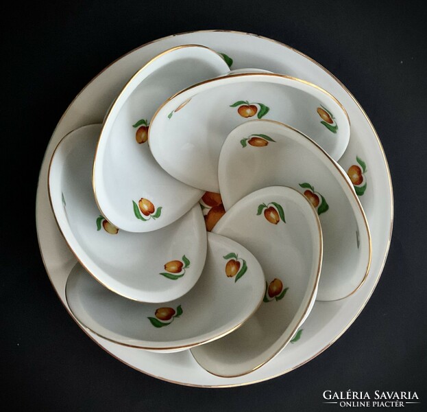 Alföldi showcase compote fruit set serving bowl with peach pattern 6 bowls