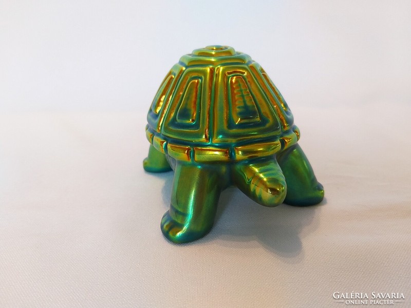 Zsolnay golden-green eosin turtle. Flawless!