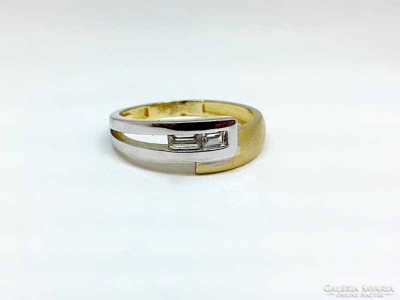 Modern yellow-white gold ring (zal-au124507)